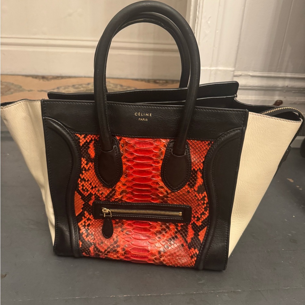 Celine Red Python Mini Phantom Luggage Bag